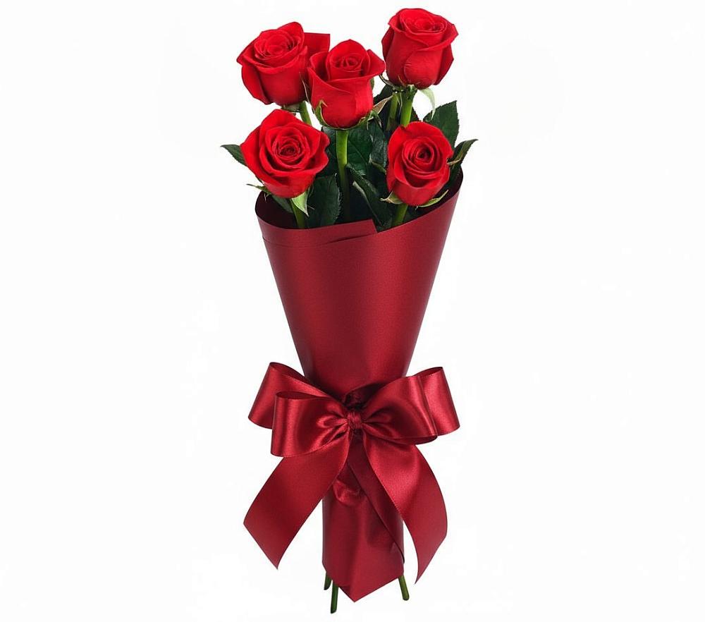 Букет 5 Красных роз Эдлесс Лав в Лесогорском