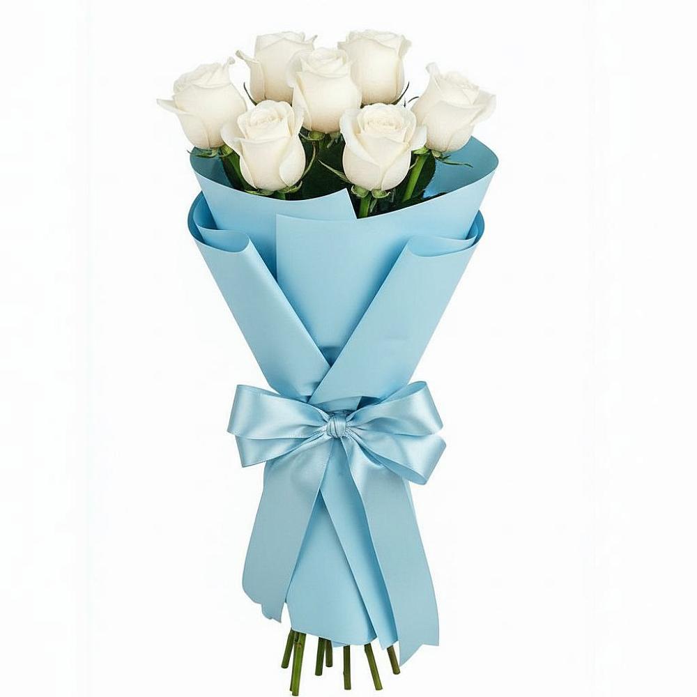 Букет 7 белых роз Проуд в Лесогорском