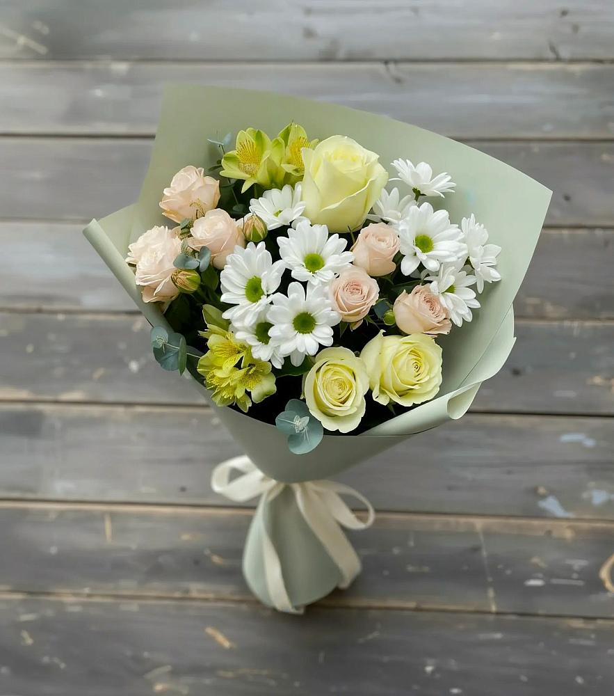 Букет цветов из: Альстромерии, Розы и Хризантемы в Лесогорском