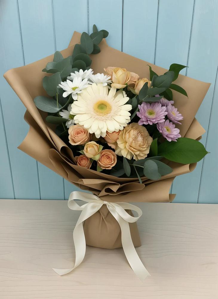 Букет цветов из: Герберы и Хризантемы в Лесогорском