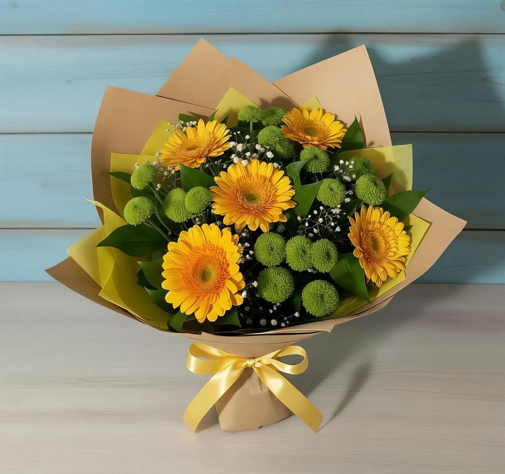Букет цветов из: Герберы и Хризантемы в Лесогорском