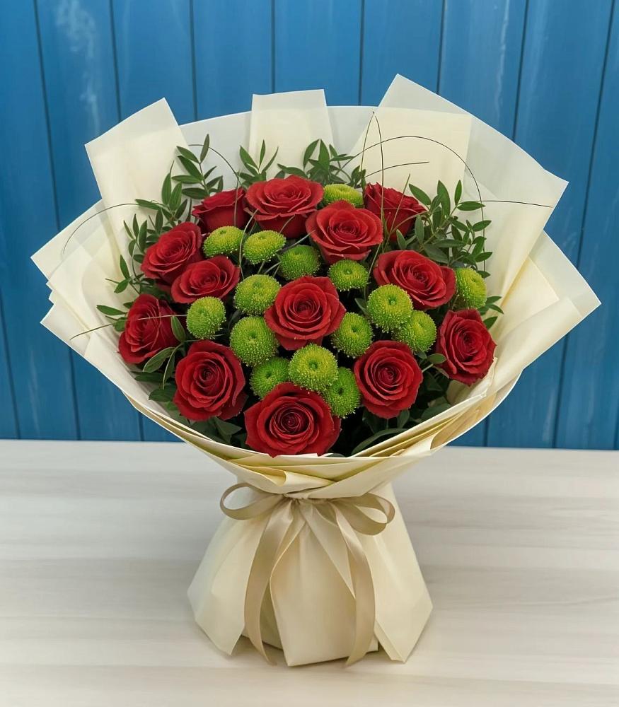 Букет цветов из: Розы и Хризантемы в Лесогорском